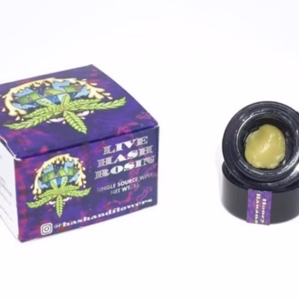 Hash And Flowers live rosin, Honey Banana live rosin, HAF live rosin 1g, solventless cannabis rosin, premium live rosin concentrate, dessert terpene rosin, dab concentrates, Cannabis Exotic Dispensary concentrates