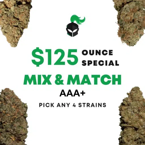 Mix & Match ounce, $125 cannabis ounce, build your own ounce, Cannabis Exotic Dispensary deals, premium budget cannabis, custom cannabis ounce, lab-tested cannabis flower, discreet cannabis shipping, adult-use cannabis flower,