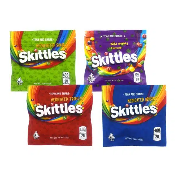 Skittles cannabis candy, 400mg THC edibles, 600mg THC gummies, cannabis-infused candy, buy cannabis edibles online, premium cannabis gummies, discreet cannabis shipping, Cannabis Exotic Dispensary, high-quality THC candy, potent cannabis edibles.