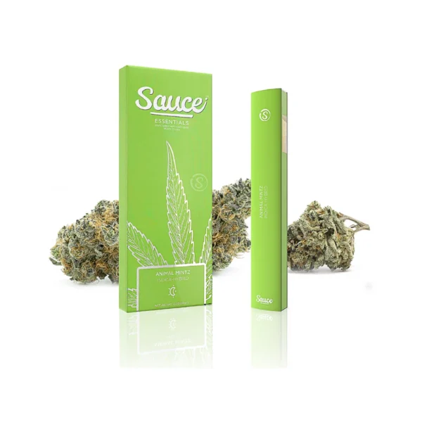 Sauce Essentials Animal Mintz disposable, Animal Mintz disposable vape, hybrid cannabis vape, mint flavored vape pen, dessert mint cannabis vape, balanced disposable vape, draw activated disposable vape, premium cannabis vape, Cannabis Exotic Dispensary vape, CED disposable products, discreet cannabis shipping