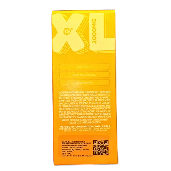 BARS XL disposable, Banana Guava disposable, 2g cannabis disposable vape, tropical vape flavor, premium disposable cannabis, high-capacity vape pen, Cannabis Exotic Dispensary vapes