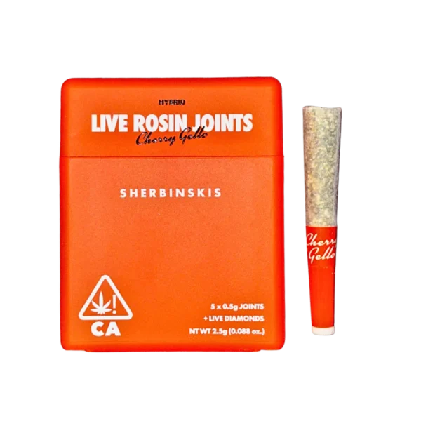 Cherry Gello pre-rolls, Sherbinskis pre-rolls, Cherry Gello live rosin pre-rolls, live rosin infused pre-rolls, hybrid cannabis pre-rolls, sweet cherry pre-rolls, dessert cannabis joints, boutique infused pre-rolls, premium pre-roll pack, slow burning infused joints, ready to smoke cannabis joints, top-shelf infused pre-rolls, high potency cannabis pre-rolls, smooth hybrid pre-rolls, cannabis exotic dispensary pre-rolls, CED infused products, discreet cannabis shipping, worldwide cannabis delivery, infused flower pre-rolls, long-lasting pre-rolls