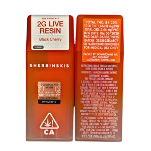 Sherbinski Black Cherry 2G disposable, Black Cherry live resin vape, Sherbinski live resin disposable, premium cannabis vape, fruity hybrid disposable, draw-activated live resin pen, 2G live resin vape, Cannabis Exotic Dispensary vape, CED disposable products, discreet cannabis shipping