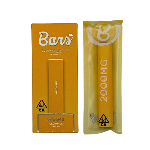 BARS XL Gelonade disposable, Gelonade 2g disposable vape pen, tropical cannabis vape, fruity disposable vape, uplifting cannabis vape, high potency disposable vape, draw activated vape pen, long lasting disposable vape, premium cannabis vape, Cannabis Exotic Dispensary vape, CED disposable products, discreet cannabis shipping