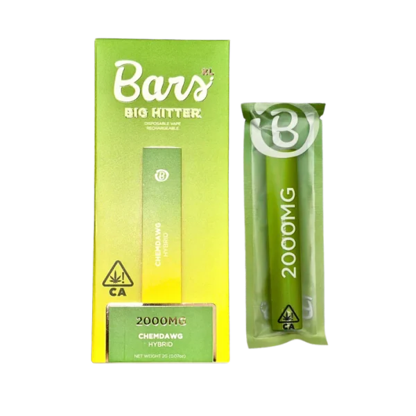 BARS XL disposable, Chemdawg disposable, 2g cannabis disposable vape, diesel cannabis vape, premium disposable vape, high-capacity vape pen, Cannabis Exotic Dispensary vapes