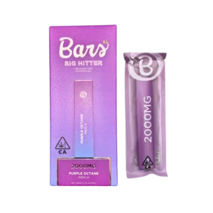 BARS XL Purple Octane disposable, Purple Octane 2g disposable, Purple Octane vape pen, BARS XL new release vape, indica disposable vape, gassy cannabis vape, relaxing disposable vape, high potency vape pen, draw activated disposable vape, long lasting disposable vape, premium cannabis vape, Cannabis Exotic Dispensary vape, CED disposable products, discreet cannabis shipping