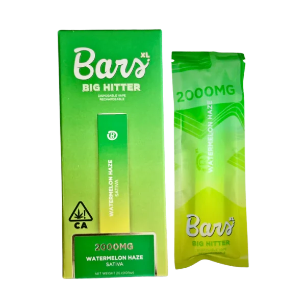 BARS XL disposable, Watermelon Haze disposable, 2g cannabis disposable vape, fruit-flavored vape, premium disposable cannabis, high-capacity vape pen, Cannabis Exotic Dispensary vapes