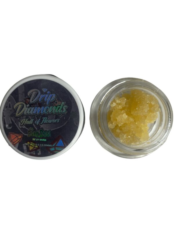 Drip Diamonds Dark Dosi, Dark Dosi THCa diamonds, diamond infused flower, CED cannabis flower, Cannabis Exotic Dispensary flower, premium THCa flower, high potency cannabis 3.5g