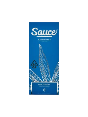 Sauce Essentials Blue Cookies disposable, Blue Cookies disposable vape, hybrid cannabis vape, blueberry cookie flavored vape pen, dessert cannabis vape, relaxing disposable vape, draw activated disposable vape, premium cannabis vape, Cannabis Exotic Dispensary vape, CED disposable products, discreet cannabis shipping