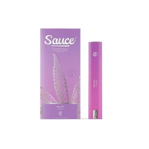 Sauce Essentials Gelato disposable, Gelato disposable vape, hybrid cannabis vape, dessert flavored vape pen, creamy cannabis vape, balanced disposable vape, draw activated disposable vape, premium cannabis vape, Cannabis Exotic Dispensary vape, CED disposable products, discreet cannabis shipping
