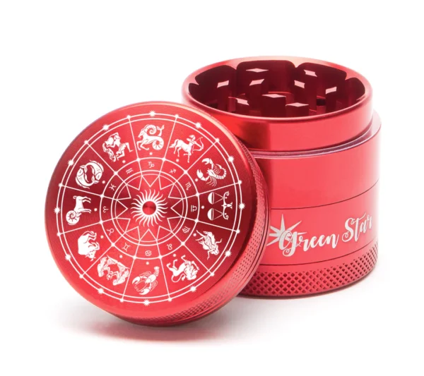 Horoscope zodiac grinder, 1.5 inch weed grinder, 40mm 4-piece grinder, CED grinder, astrology cannabis grinder, aluminum herb grinder, kief catcher grinder, portable weed grinder