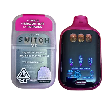Boutiq SWiTCH V5 Disposable delivers dual-chamber cannabis vaping, smooth terpene-rich vapor, customizable sessions, and fast, discreet worldwide shipping.