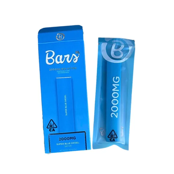 BARS XL Super Blue Diesel disposable, Super Blue Diesel 2g disposable vape pen, diesel cannabis vape, energizing disposable vape, sativa dominant disposable, blueberry diesel vape pen, draw activated vape pen, long lasting disposable vape, premium cannabis vape, Cannabis Exotic Dispensary vape, CED disposable products, discreet cannabis shipping