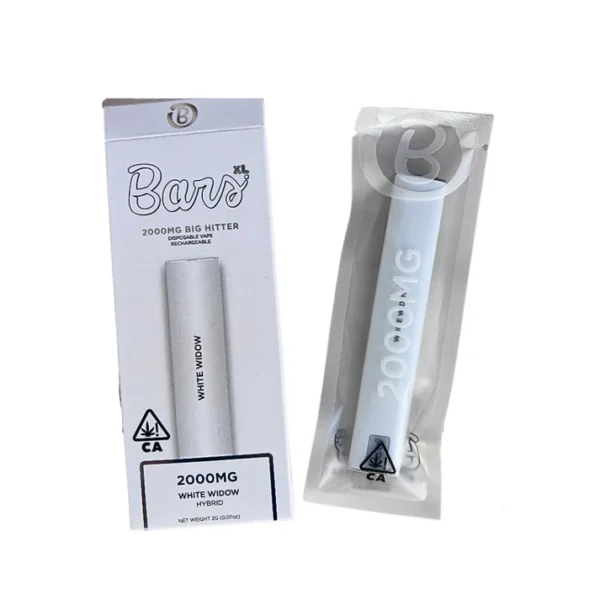 BARS XL White Widow disposable, White Widow 2g disposable vape pen, hybrid cannabis vape, balanced disposable vape, earthy flavored vape pen, high potency hybrid vape, draw activated vape pen, long lasting disposable vape, premium cannabis vape, Cannabis Exotic Dispensary vape, CED disposable products, discreet cannabis shipping