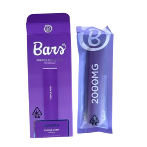 BARS XL Purple Kush disposable, Purple Kush 2g disposable vape pen, indica disposable vape, relaxing cannabis vape, grape flavored disposable vape, high potency indica vape, draw activated vape pen, long lasting disposable vape, premium cannabis vape, Cannabis Exotic Dispensary vape, CED disposable products, discreet cannabis shipping