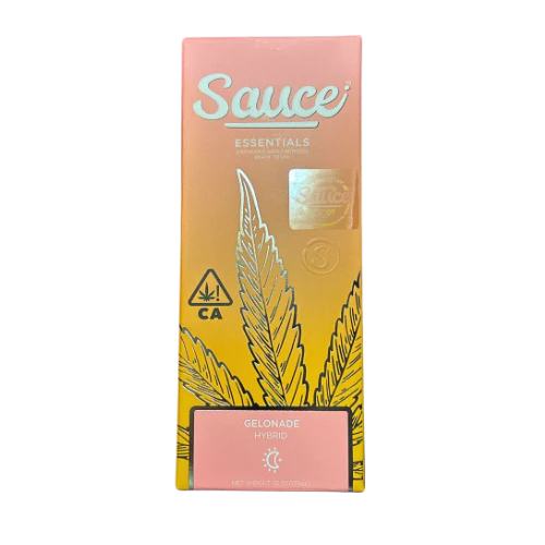 Sauce Essentials Gelonade disposable, Gelonade disposable vape, citrus cannabis vape, uplifting disposable vape, lemon flavored vape pen, sativa leaning disposable vape, draw activated disposable vape, premium cannabis vape, Cannabis Exotic Dispensary vape, CED disposable products, discreet cannabis shipping