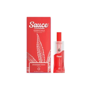 Sauce Essentials Strawberry Cough disposable, Strawberry Cough disposable vape, sativa disposable vape, fruity cannabis vape, uplifting disposable vape, strawberry flavored vape pen, draw activated disposable vape, premium cannabis vape, Cannabis Exotic Dispensary vape, CED disposable products, discreet cannabis shipping