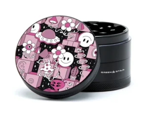 Trippy Drippy grinder, 2.5" 4-piece herb grinder, CED cannabis accessory, psychedelic cannabis grinder, portable herb grinder, durable weed grinder, premium weed grinder, kief catcher grinder, smooth grind cannabis accessory