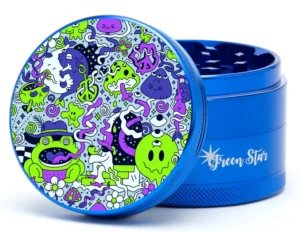 Trippy Drippy grinder, 2.5" 4-piece herb grinder, CED cannabis accessory, psychedelic cannabis grinder, portable herb grinder, durable weed grinder, premium weed grinder, kief catcher grinder, smooth grind cannabis accessory
