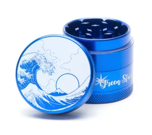 Tsunami Wave grinder, 1.5 inch weed grinder, 40mm 4-piece grinder, CED grinder, wave design cannabis grinder, aluminum herb grinder, kief catcher grinder, portable weed grinder