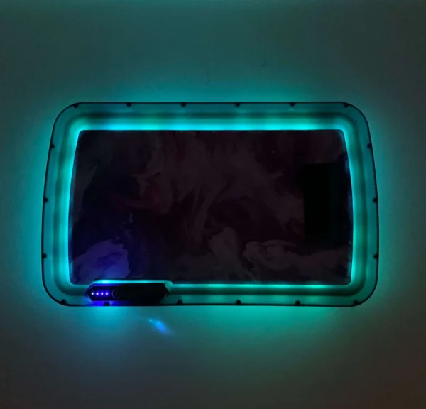 Purple pink marble LED rolling tray, LED rolling tray with lights, CED rolling tray, Cannabis Exotic Dispensary accessories, illuminated rolling tray, rolling tray with party mode, premium smoking tray, LED weed rolling tray
