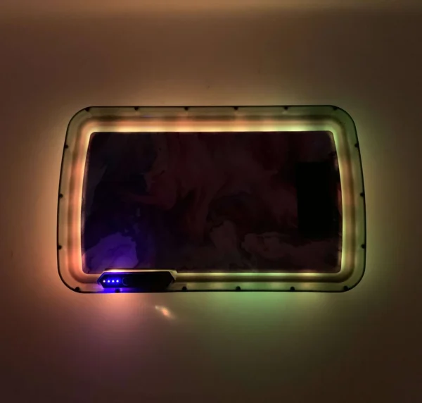 Purple pink marble LED rolling tray, LED rolling tray with lights, CED rolling tray, Cannabis Exotic Dispensary accessories, illuminated rolling tray, rolling tray with party mode, premium smoking tray, LED weed rolling tray